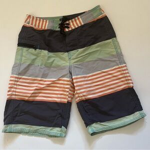 Patagonia Boys Stripe Wavefarer Board Shorts Size 10
